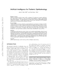Artificial Intelligence for Pediatric Ophthalmology