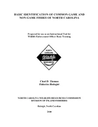 Basic Identification of Common Game and Non-Game Fishes of North Carolina