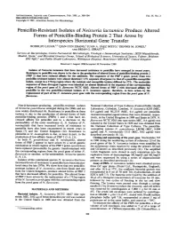 Forms of Penicillin-Binding Protein 2 That Arose by Interspecies Horizontal Gene Transfer RODOLFO LUJAN,"2 QIAN-YUN ZHANG,2 JUAN A