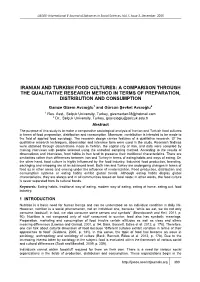 Iranian and Turkish Food Cultures: a Comparison Through the Qualitative Research Method in Terms of Preparation, Distribution and Consumption