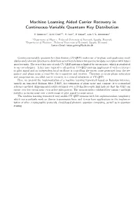 Machine Learning Aided Carrier Recovery in Continuous-Variable Quantum Key Distribution