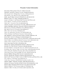 Presenter Contact Information