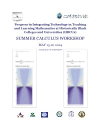 Summer Calculus Workshop May 15-16 2014