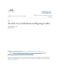 The Role of an Ombudsman in Mitigating Conflict Evelyn Addison-Laurie Walden University