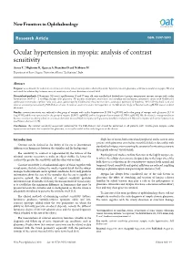 Ocular Hypertension in Myopia: Analysis of Contrast Sensitivity