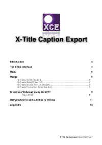 X-Title Caption Export