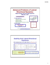 Advanced Problems of Lateral-Directional Dynamics