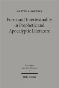 Form and Intertextuality in Prophetic and Apocalyptic Literature