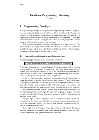 Functional Programming Laboratory 1 Programming Paradigms