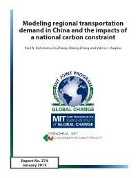 Modeling Regional Transportation Demand in China and the Impacts of a National Carbon Constraint