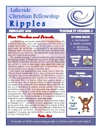 R I P P L E S February 2016 Volume IV NUMBER 2