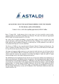 ASTALDI WILL BUILD the SUSPENSION BRIDGE OVER the DANUBE in the BRAILA AREA in ROMANIA Contract to Have a Total Value Equalling Approximately EUR 435 Million