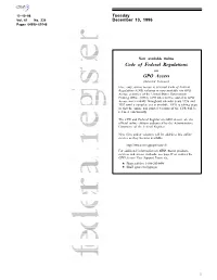 Code of Federal Regulations GPO Access