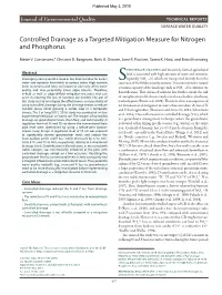 Controlled Drainage As a Targeted Mitigation Measure for Nitrogen and Phosphorus