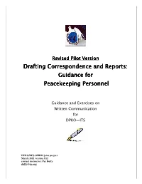 Drafting Correspondence and Reports Course for Peacekeeping Personnel