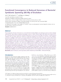 Functional Convergence in Reduced Genomes of Bacterial Symbionts Spanning 200 My of Evolution