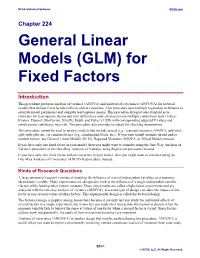 General Linear Models (GLM) for Fixed Factors