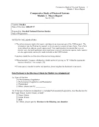 Macro Report Comparative Study of Electoral Systems Module 3: Macro Report June 05, 2006