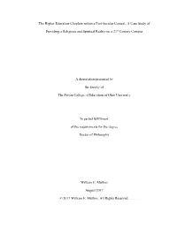 The Higher Education Chaplain Within a Post-Secular Context: a Case Study Of