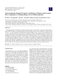 Understanding the Regional Transport Contributions of Primary and Secondary PM2.5 Components Over Beijing During a Severe Pollution Episodes