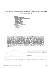 Use of Inhaled Anticholinergic Agents in Obstructive Airway Disease Ruben D Restrepo MD RRT