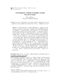 Cross-Linguistic Variation in Modality Systems: the Role of Mood∗