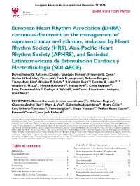 (EHRA) Consensus Document on the Management of Supraventricular Arrhythmias, Endorsed by Heart