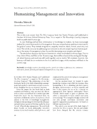 Humanizing Management and Innovation