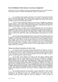 Some Issues in Currency Management