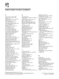 Subject Index Volume 23 Number S2