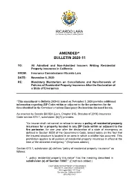 Bulletin 2020-11 Mandatory Moratorium on Cancellations And