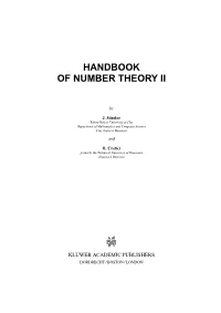 Handbook of Number Theory Ii