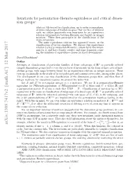 Invariants for Critical Dimension Groups and Permutation-Hermite