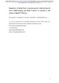 Regulation of Mus81-Eme1 Structure-Specific Endonuclease by Eme1 SUMO-Binding and Rad3atr Kinase Is Essential in the Absence of Rqh1blm Helicase