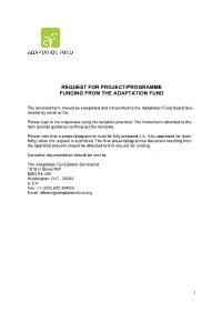Request for Project/Programme Funding from the Adaptation Fund