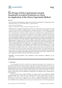 The Design of Policy Instruments Towards Sustainable Livestock Production in China: an Application of the Choice Experiment Method