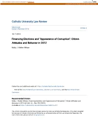 Appearance of Corruption": Citizen Attitudes and Behavior in 2012
