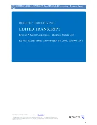 EDITED TRANSCRIPT Eros STX Global Corporation – Business Update Call