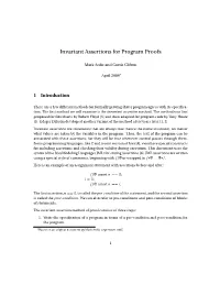 Invariant Assertions for Program Proofs