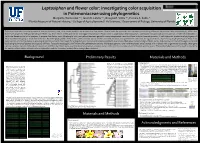 Leptosiphon and Flower Color: Investigating Color Acquisition in Polemoniaceae Using Phylogenetics Margarita Hernandez A,B, Jacob B