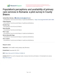Population's Perceptions and Availability of Primary Care Services