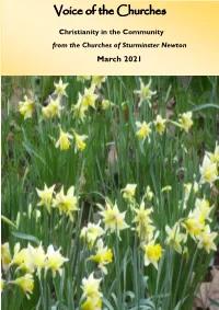 Voice of the Churches Goes to Print, Every Effort Has Been Made to Ensure That the Information Included Is up to Date