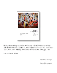 Abstract Expressionism: a Concern with the Unknown Within.” in Robert Hobbs and Gail Levin