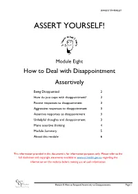 Module 8: How to Deal with Disappointment Assertively