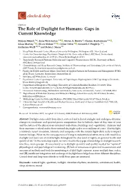 The Role of Daylight for Humans: Gaps in Current Knowledge