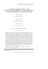 Cognitive Restructuring and Interoceptive Exposure in the Treatment of Panic Disorder: a Crossover Study