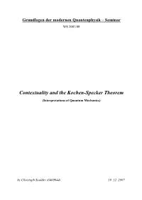 Contextuality and the Kochen-Specker Theorem