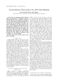 Neutron Monitor Observations of the 2009 Solar Minimum