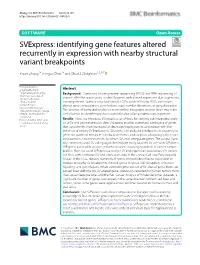 Svexpress: Identifying Gene Features Altered Recurrently in Expression with Nearby Structural Variant Breakpoints