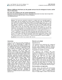 Effects of Different Feed Items on the Growth and Survival of Endangered Riverine Catfish Rita Rita (Hamilton) M.R